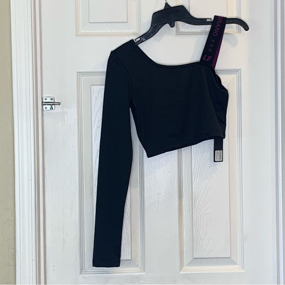 LF The Brand One long sleeve crop top with Shoulder logo elastic band Size Med